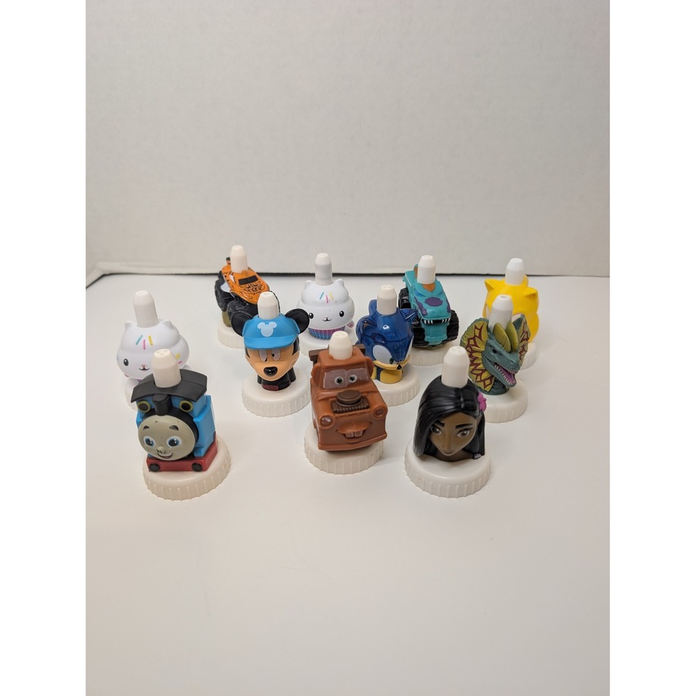 Good2Grow Juice Bottle Toppers Lot‎ of 11 Thomas Mater Mickey Sonic as is